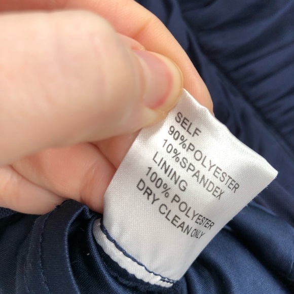 TADASHI SHOJI Blue Asymmetrical Ruched Dress M Navy Wedding Guest Dressy Medium - Picture 8 of 8